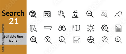 Photos Search and Zoom icon set