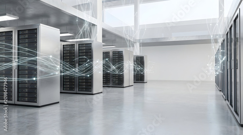 a row of servers in a data center