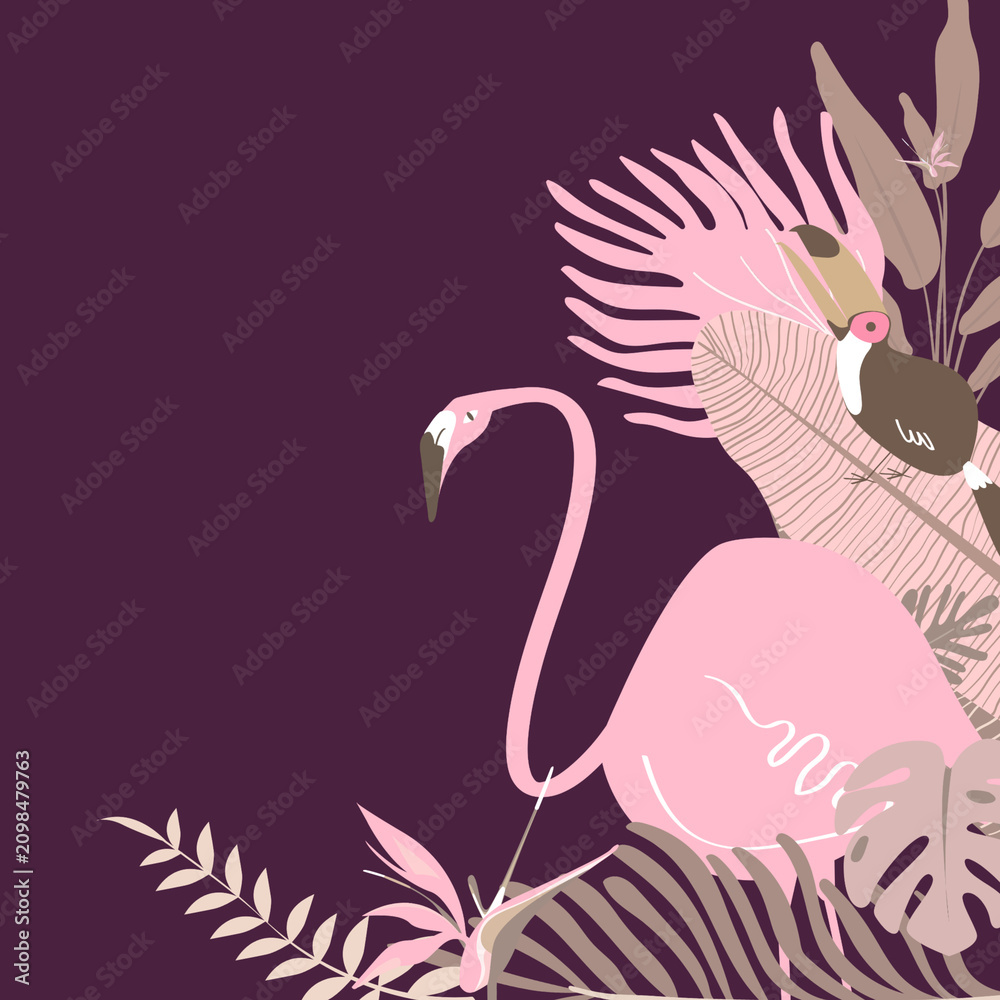 Fototapeta premium Pastel pink botanical aesthetic border, brown design