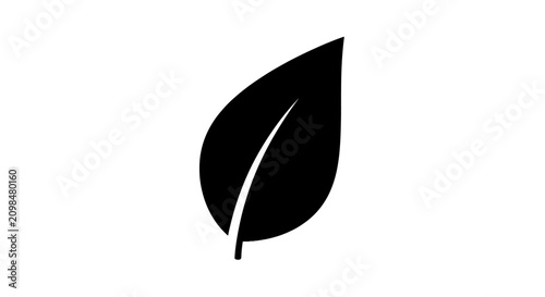 Black Leaf Icon Isolated on White.
