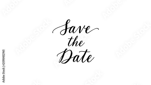 Save the Date Text on White Background with Black Calligraphy Font Typography Design Element