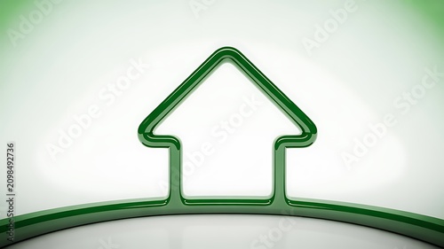 Minimal green house outline symbol representing eco friendly home and real estate concept