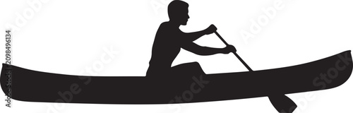 Person paddling a canoe on calm water