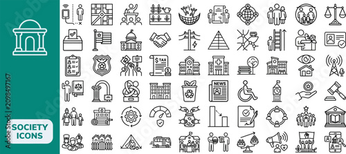 Foto Society outline icon set