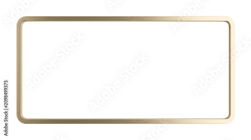 Blank rectangular name tag with rounded corners and a metallic border.