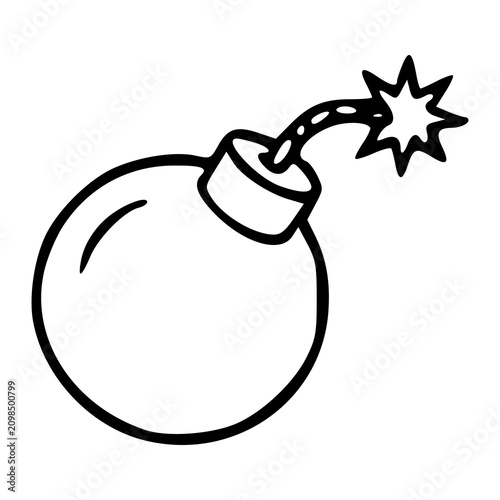 classic round bomb icon isolated on white background outline vector illustration