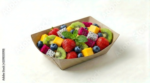 Fresh Tropical Fruit Salad in Eco-Friendly Takeaway Bowl