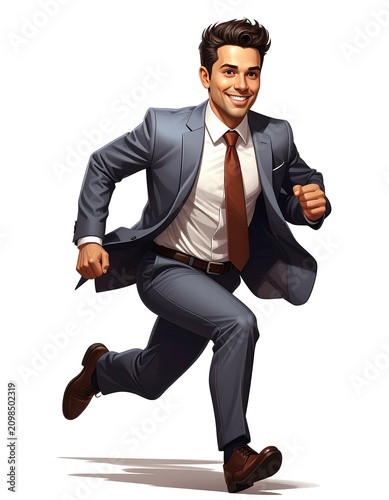 Man in suit running energetically towards opportunity