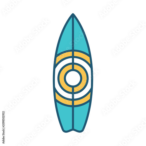 Turquoise and yellow surfboard illustration