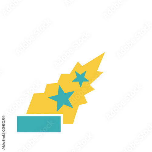 Yellow and blue abstract shapes with stars