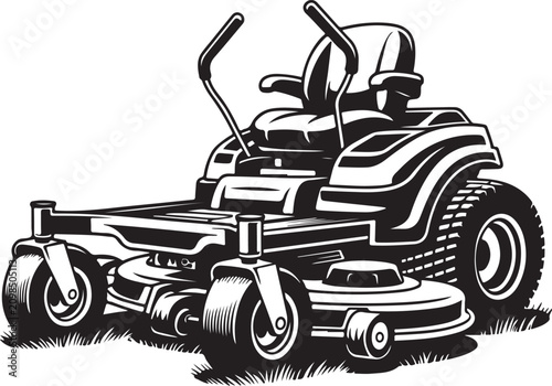 Obraz na płótnie Riding lawn mower cutting grass on a field