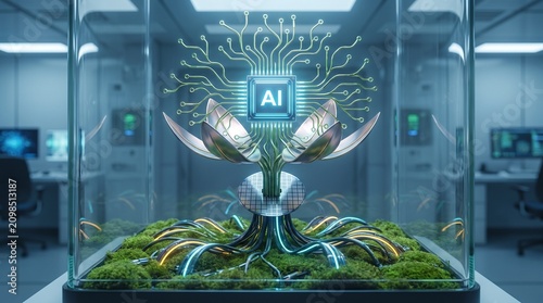 Close Up of Cybernetic Blossom for Artificial Intelligence Research