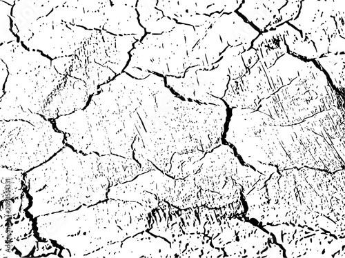 Abstract vector texture with minimalist black and white cracked earth pattern and distressed clay or mud cracks
