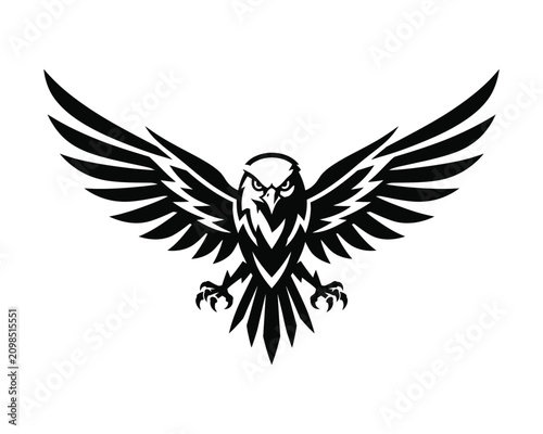 Detailed vector illustration of an eagle flying with wings spread isolated on white background