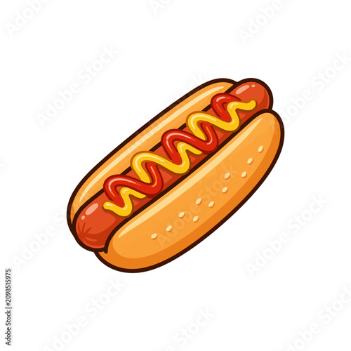 Classic Hot Dog Flat Vector