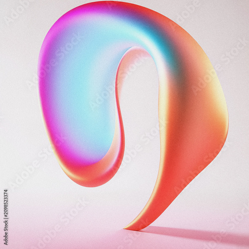 Cuadro en lienzo Vibrant vivid liquid gradient rainbow-colored abstract shape on white background