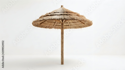 Natural straw beach umbrella for summer vacation illustration
