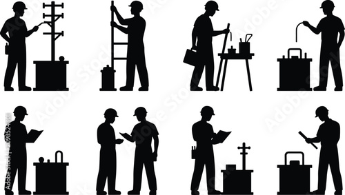 фотографія Electrical Technician and Utility Worker Silhouette Collection for Engineering C