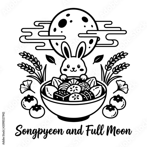 Chuseok Rabbit Songpyeon Persimmon Full Moon