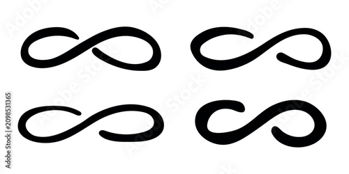 Fotografía Set of hand drawn infinity sign Eternal limitless unlimited infinite forever sym