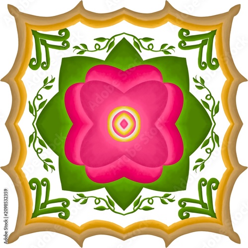 Red flowers and green leaves seamless pattern elements designed for background, wallpaper, decorating, fabric, wrapping, clothing, textiles, tiles, carpet, embroidery designs.