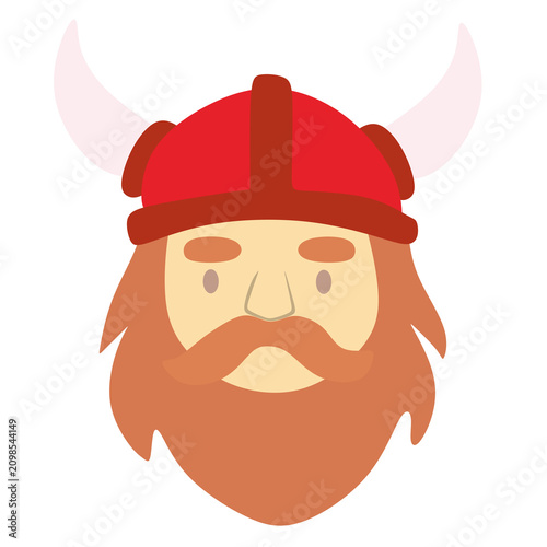 viking warrior wears helmet white horns