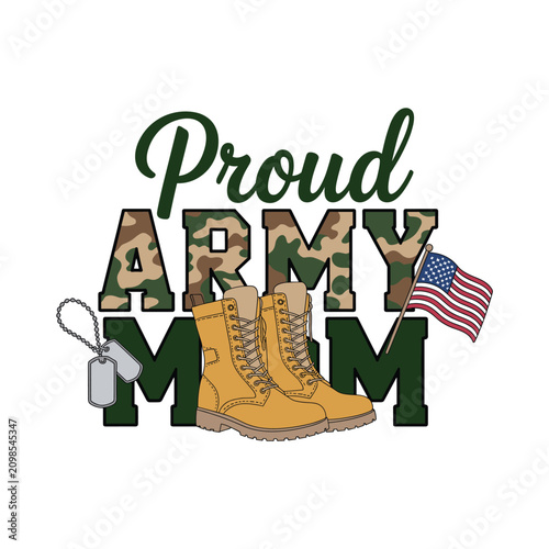 Military veteran standing proudly in combat boots with American flag. Army soldier displaying honor and service in camouflage uniform with dog tags.