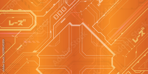 ORANGE FUTURISTIC TECH BACKGROUND, RAISE KATAKANA ANIME MECHA THEME