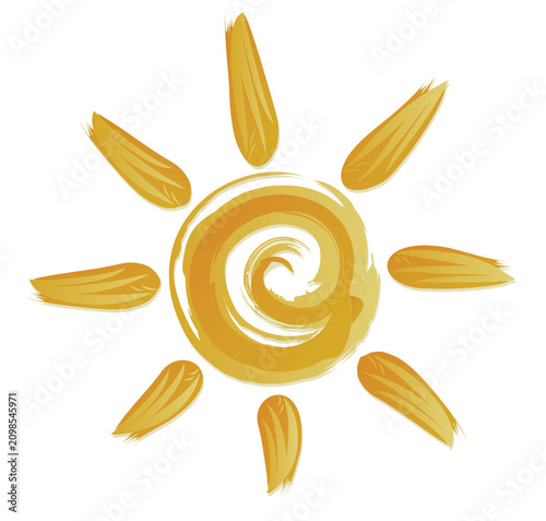 A logo of the bright stylized sun.