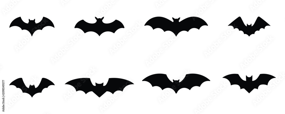 Fototapeta premium Flat design Halloween bat animal isolated on a white background. Horror evil bat icon vector art illustration.