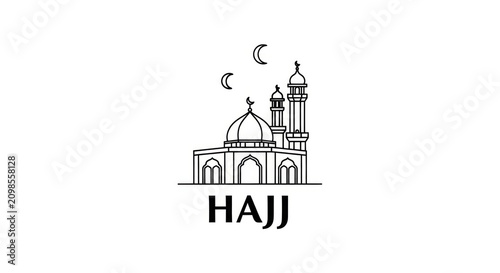 Hajj pilgrimage Islamic travel logo design.