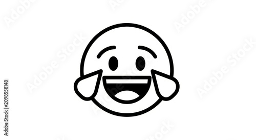 Happy smiling face emoticon icon.