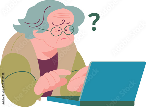Bild auf Leinwand パソコン操作が分からず困っている高齢者 Elderly people struggling to use a computer