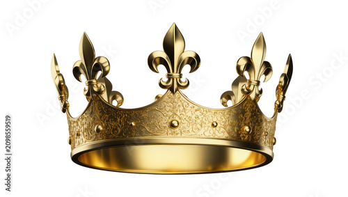 Φωτογραφία Ornate golden royal crown with fleur-de-lis, isolated on transparent background