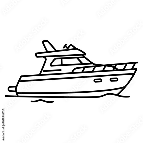 Photos Cabin cruiser boat icon. Luxury motor yacht outline