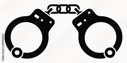 Fotografía Handcuffs Vector Icon in Black Silhouette Style for Police, Law Enforcement, Arr