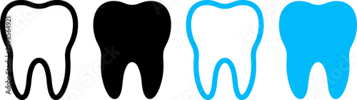 Photos Tooth Icon Set - Dental Care Tooth Outline and Glyph Vector Collection, Dentist