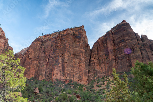 Scenic Sandstone Cliffs and Canyon Landscape in Zion National Park, Utah