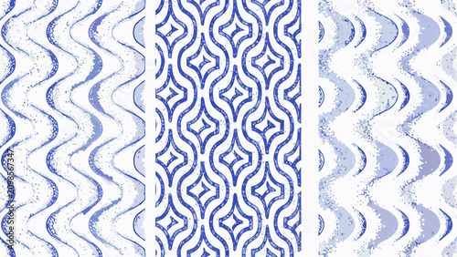 фотографія Blue stippled wave pattern with repeating organic shapes a textured vector illus
