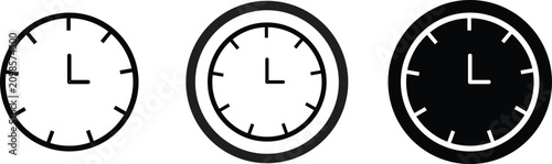 Photos Clock Time icon, black and white Watch Icon on white background,