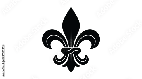 Obraz A bold black fleur de lis graphic design element isolated on a clean white background surface