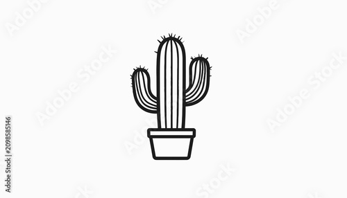 Prickly Pear Cactus Plant Closeup.