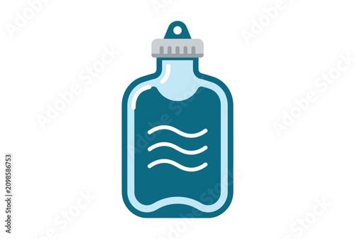 Canvastavla Flat vector illustration of a blue hot water bottle for warmth