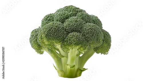 Foto Fresh green broccoli florets with thick stem, isolated on transparent background