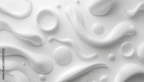Abstract White Texture with Smooth Shapes and Fluid Forms