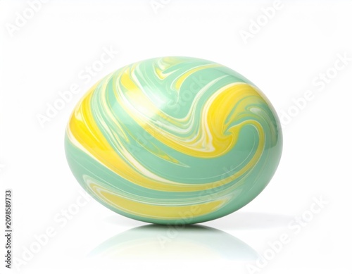 Swirled mint, yellow, and white glossy egg