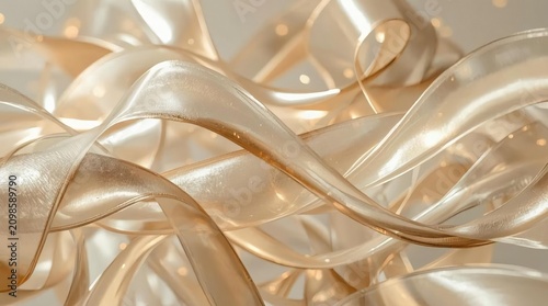 Elegant Transparent Ribbons Flowing Gracefully in Soft Light Background