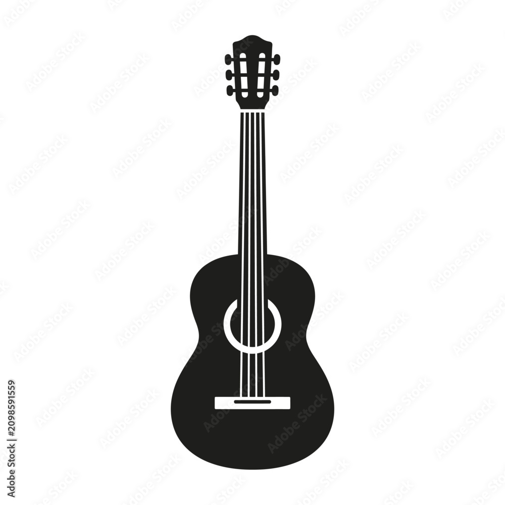 Fototapeta premium A simple black silhouette of an acoustic guitar icon design