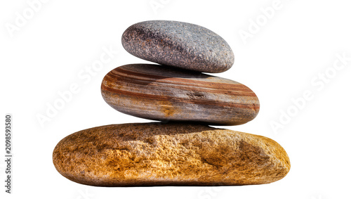 Photos Stacked smooth river stones with distinct color bands, isolated on transparent b