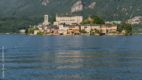 view of the lake orta with the island